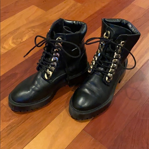 Forever 21 black gold studded combat boots - Picture 2 of 8
